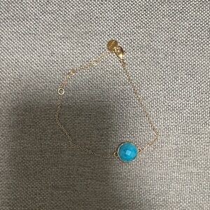 Stella & Dot Gold Bracelet with Turquoise Blue Stone